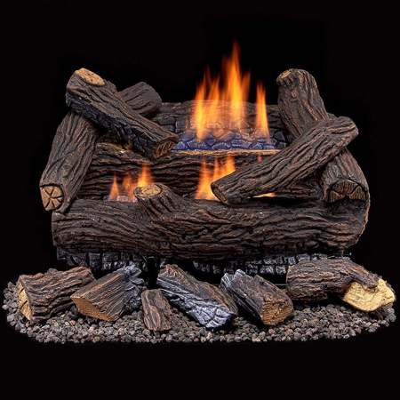 DULUTH FORGE Ventless Dual Fuel Log Set - 18 In. Stacked Red Oak, 30,000 Btu, T- DLS-18T-2